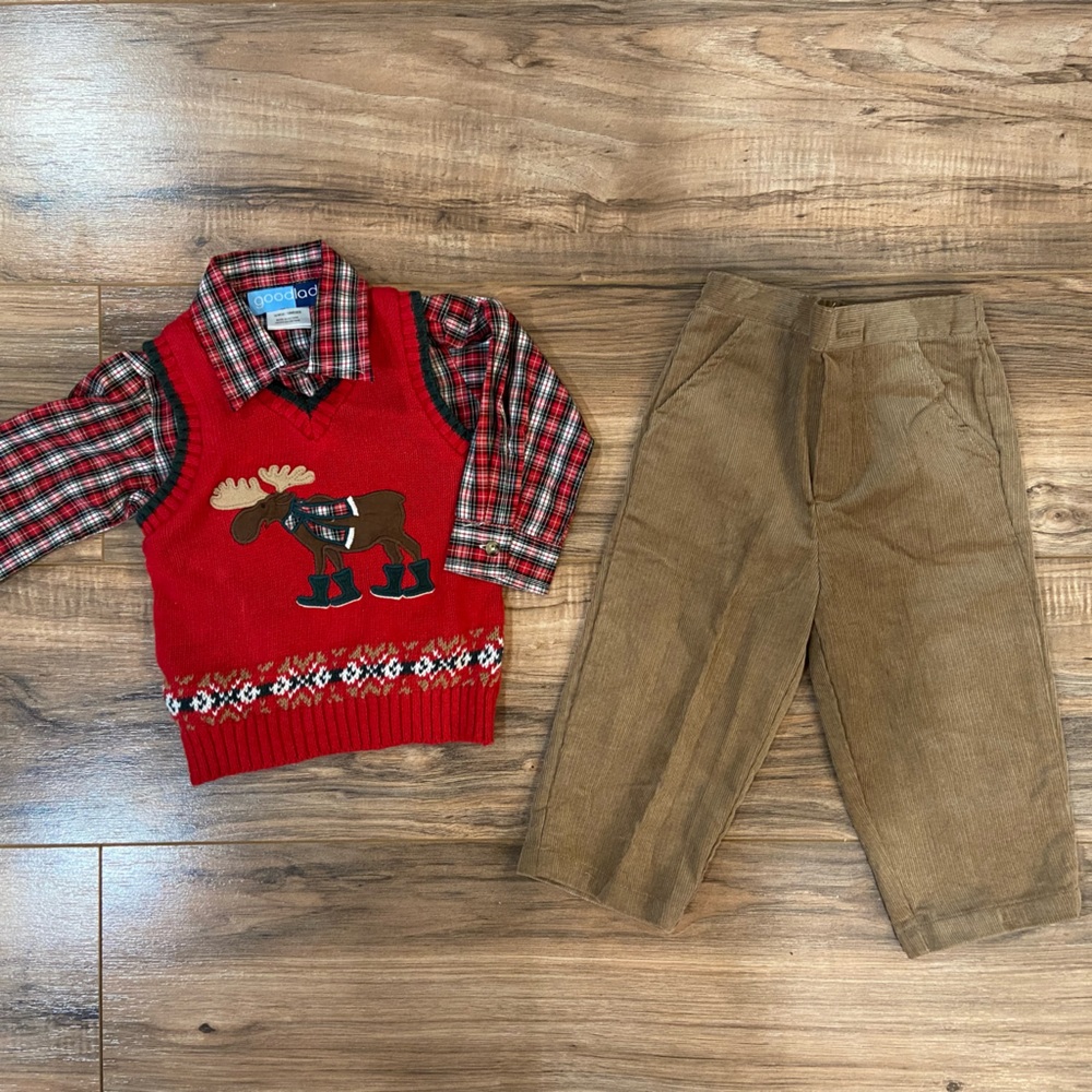 ($52 Value) NWT Size 18 Month Goodlad 3 Piece Set. Shirt, Vest, Corduroy pant